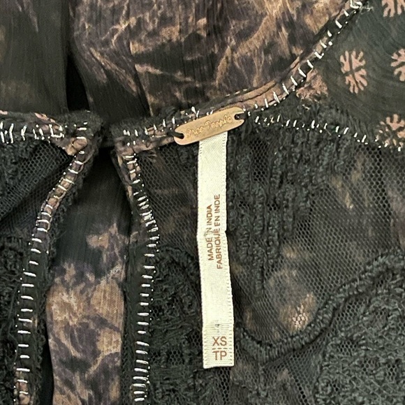 Free People Elsie Lace Chiffon Dress in Midnight Garden - XS Small - Picture 15 of 16